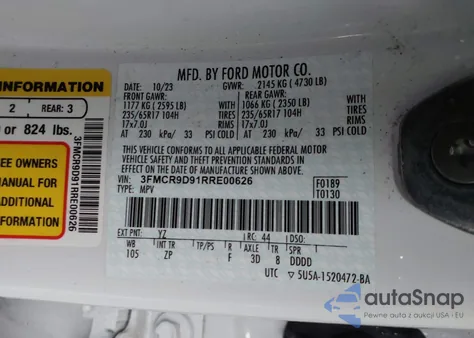 2024 Ford Bronco Sport Badlands from USA, damaged, VIN 3FMCR9D91RRE00626